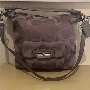 COACH Shimmery Taupe Signature Logo Shoulder Bag/Crossbody